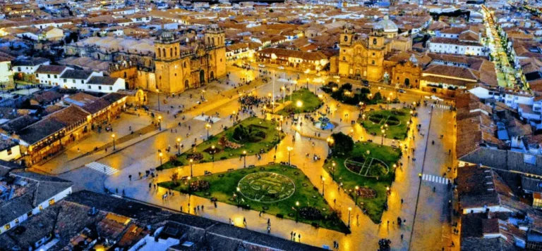 Cusco Plaza De Armas Aerial Night
