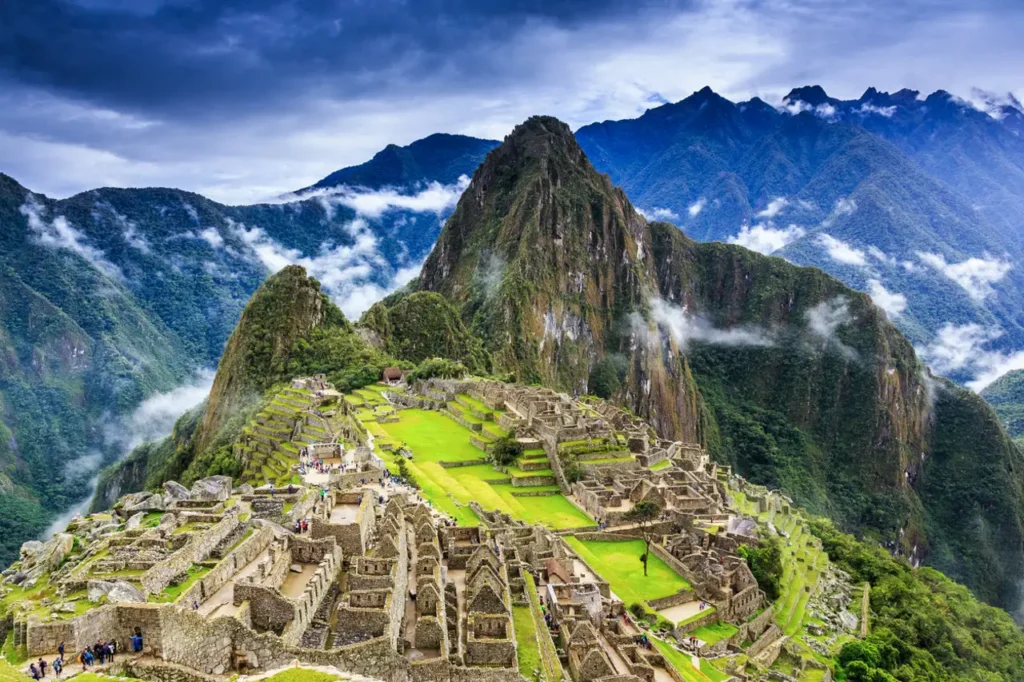 Machu Picchu Aerial View Cloudy Sky