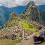 Machu Picchu Classic Postcard View Hiker